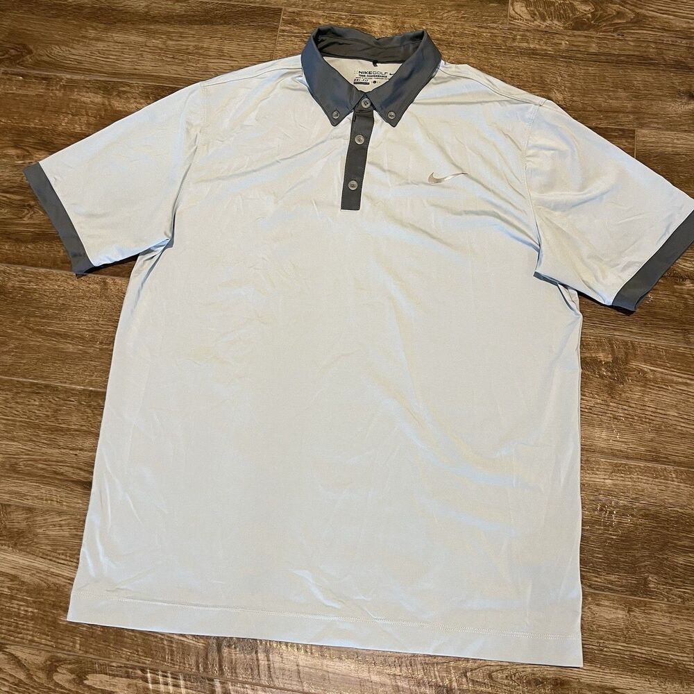 Nike Golf Tour Performance Dri-FIT Polo Shirt Mens L Gray Short Sleeve Collared